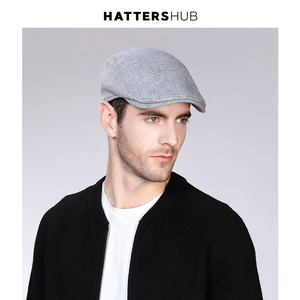帽仕汇 帽子男冬天英伦复古鸭舌帽亚麻贝雷帽百搭出游保暖画家帽