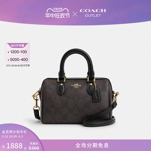 COACH/蔻驰奥莱女士经典标志老花迷你ROWAN斜挎包手提高级感黑色