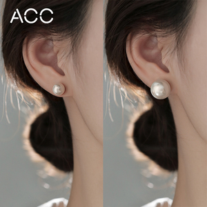 Acc施家珍珠女耳钉999纯银小耳饰高级感耳环2024年新款爆款夏耳夹