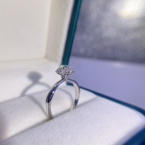 18k金围镶30分初雪太阳花显大款钻戒改款换托au750戒托空托镶嵌女