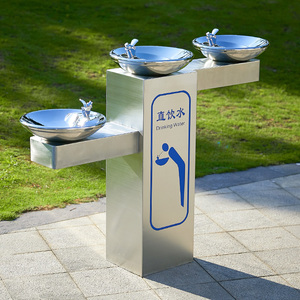 室外公共饮水机免插电304不锈钢户外公园立柱盆景区洗手盆直饮水