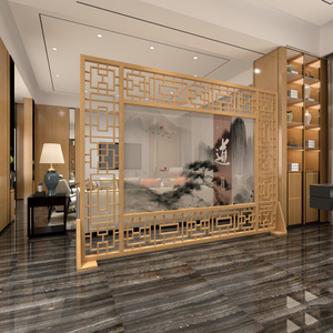 中式屏风隔断客厅饭店大厅别墅茶室遮挡装饰禅意回型镂空大座屏