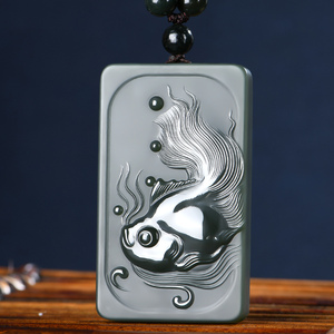 佳媛玉业新疆和田玉年年有鱼玉吊坠 男女士款玉坠玉石玉挂坠玉牌