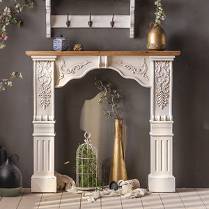 欧式壁炉装饰柜浮雕复古做旧拱形法式假壁炉装饰客厅迷你小壁炉架