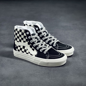 范斯黑白格子鞋高帮