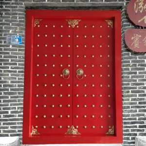 寺庙大门红漆朱漆实木双开进户门道观古建祠堂别墅庭院木门可定制