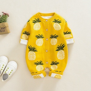 lb婴儿菠萝双层连体衣男女婴幼儿针织衫衣服毛衣宝宝春秋款哈衣爬