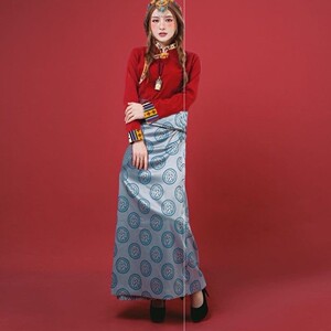 民族风藏装女半身裙藏式假藏袍藏族服装一片式裹裙藏服围裙锅庄裙
