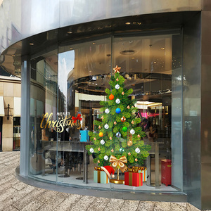 静电圣诞大型玻璃落地窗松树超高堆物展厅圣诞树贴膜酒店橱窗2米