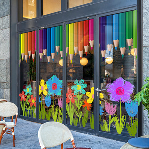 贴膜创意儿童培训早教静电贴幼儿园音符艺术教室底纹玻璃橱窗绘画