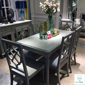 美式高端实木餐桌欧式白蜡木雕花饭桌法式餐厅现代轻奢简约家具