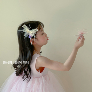 高级~韩国精品羽毛蝴蝶儿童发夹仙美公主质感好女孩头饰侧边发卡