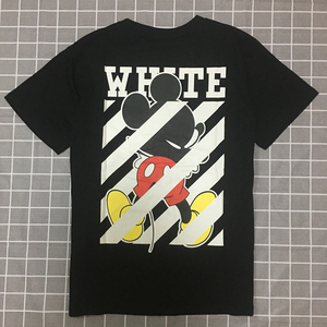 欧美潮牌off 唐老鸭米奇联名white短袖t恤女宽松纯棉印花米老鼠男