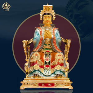 台湾铜鎏金海神妈祖神像居家供奉天上圣母天后娘娘桌面妈祖摆件