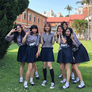 台湾校服淡江中学jk衬衫不能说的秘密同款衬衫短袖衬衣女学生班