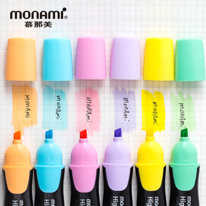 韩国Monami进口明亮色柔和色荧光笔记号笔学习办公圈重点彩色604
