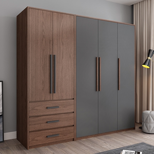 北欧衣柜现代简约经济型组装五门实木质板式主卧室家用柜子大衣橱