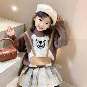 女童秋冬季毛衣女宝宝冬季加绒套头甜美可爱上衣女孩卡通百搭衣服