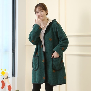 时尚冬季加绒加厚羽绒服防脏套棉袄的罩衣女大人外穿法兰绒工作服