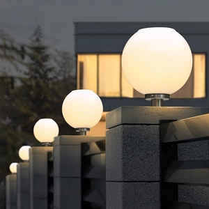 太阳能圆球柱头灯大门柱子户外防水超亮庭院灯室外别墅圆形围墙灯
