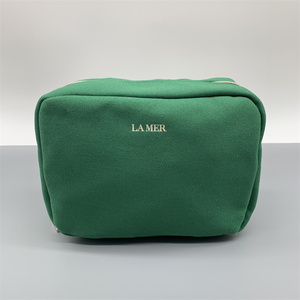包邮海蓝之谜化妆包经典绿色帆布手拿包大容量便携简约收纳整理包