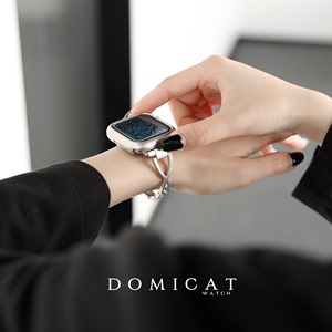 domicat 适用苹果手表表带iWatch7女表带10代applewatch8表带Ultra高级星光色6/5/4代/SE夏金属细人鱼表链s8