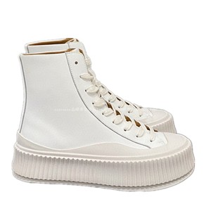 国现jil sander松糕厚底乐福鞋女真皮绑带饼干松糕底高帮鞋版