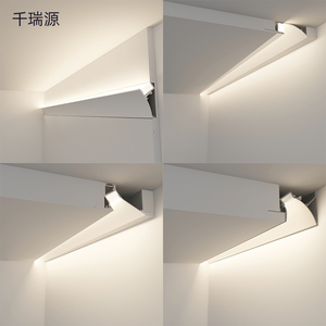 无边框隐形led线性反光槽嵌入式洗墙线条灯铝槽走廊过道回光灯槽