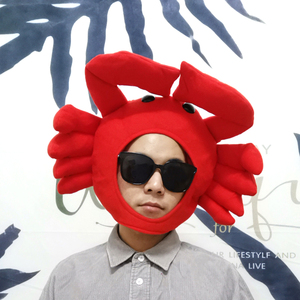 螃蟹头套抖音搞怪ins帽子拍照道具搞笑女可爱网红沙雕鲷鱼烧头饰