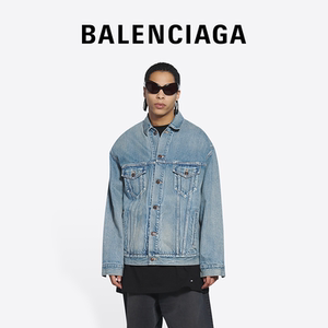 balenciaga巴黎世家college男士品牌标识时尚休闲牛仔夹克外套