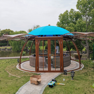 户外简易阳光房花园凉亭帐篷别墅铝合金遮阳棚庭院新中式现代木屋