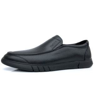 belle/百丽男鞋2022新款休闲皮鞋一脚蹬软底牛皮舒适豆豆鞋单鞋