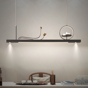 全铜带射灯茶室吊灯新中式禅意灯中国风茶楼餐厅茶艺会客室茶桌灯