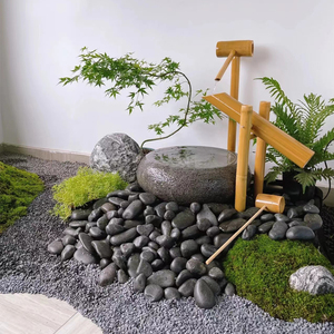 日式庭院枯山水造景石钵流水惊鹿竹器花园阳台水景观户外石盆水钵