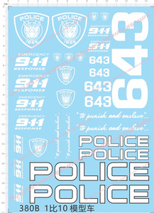 变形金刚 1:10 patrol car 路障警车(通用标志).专用水贴【380b】