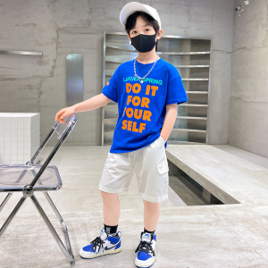 男童酷帅夏装套装2202新款夏季t恤短袖9岁男孩裤子潮帅气时髦炸街