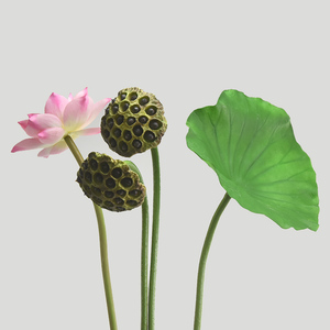 仿真莲蓬荷叶睡莲莲花假荷花新中式禅意佛供假花客厅餐桌装饰花艺