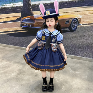朱迪兔子警官短袖夏季新款女童洛丽塔公主裙儿童迪士尼连衣裙夏装