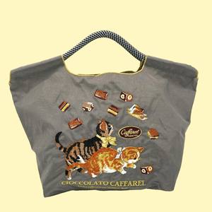 日系ball chain刺绣巧克力猫ms码环保袋帆布斜挎女包购物袋通勤包