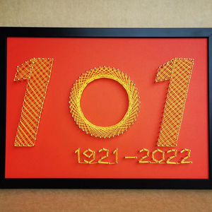 红色文化爱国建党活动钉子绕线画手工diy公司社区团建弦丝画材料