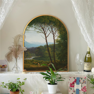 镜屋 拱形复古窗景客厅装饰画油画风沙发背景墙挂画北欧ins小众画