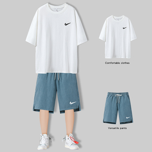 aj夏季套装薄款2021新款短袖短裤两件套休闲运动男装一套搭配帅气