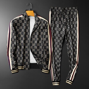 lv kingly2022春秋款男装长袖套装韩版休闲运动印花套装男士外套