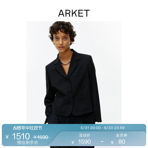 ARKET女装 羊毛混纺短款单排扣西装外套2023冬季新款1193832001