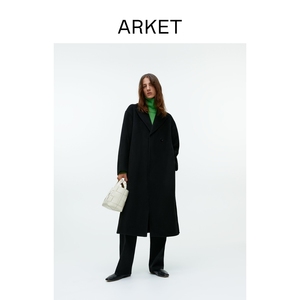 ARKET女装 双面呢长款一粒扣羊毛大衣黑色2022秋季新款1087795001