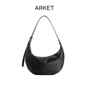 ARKET女士 真皮单肩斜挎包腋下包黑色2023秋季经典款1057633002
