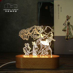 成都博物馆皮影小夜灯装饰台灯博物馆文创中式中秋开学礼物送女友