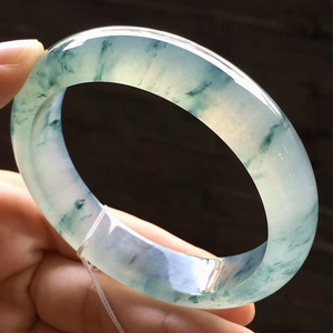 8高冰飘蓝花翡翠手镯玉镯玉手镯缅甸