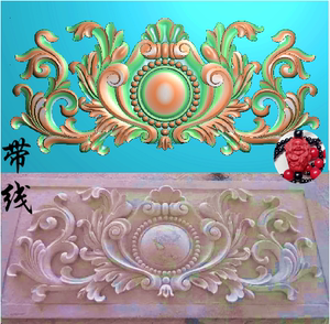 精雕图浮雕图新款欧式石雕横板洋花长方形门楣门花别墅门头贴花