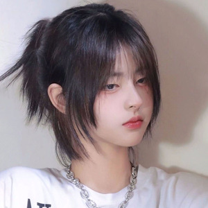 假发短发女日系可扎狼尾鲻鱼头自然蓬松全头套式仿真减龄短直发